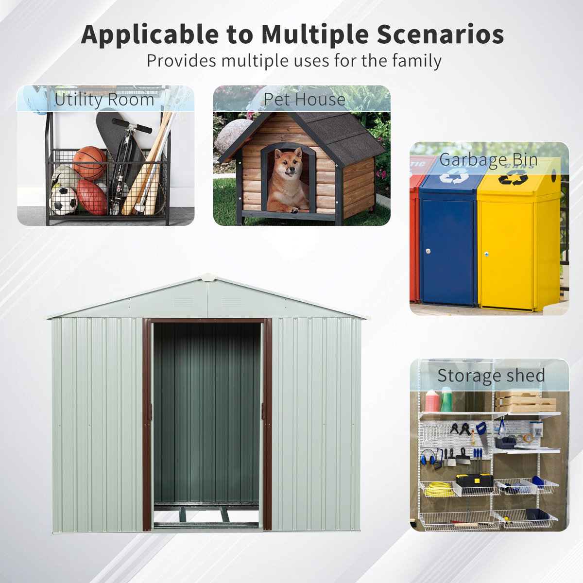 6ft x 5ft Outdoor Metal Storage Shed gray With window